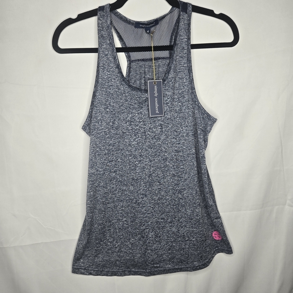 NWT Medium Simply Southern Women's Heathered Gray Tank Top Athletic Racerback